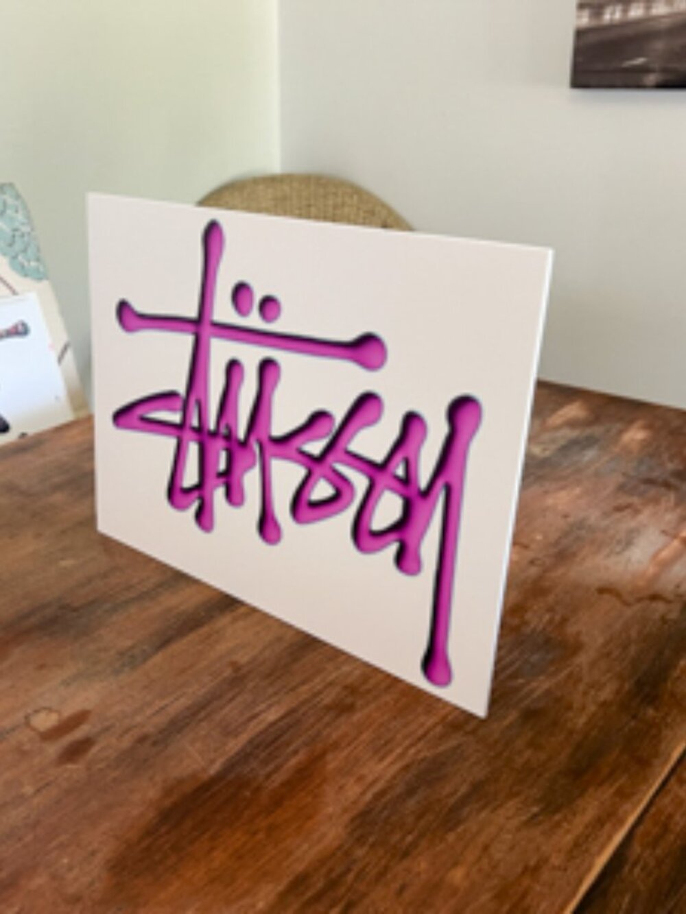 Custom Purple STUSSY Logo Wall Sign | 12x16 Digitally Printed PVC Board Art